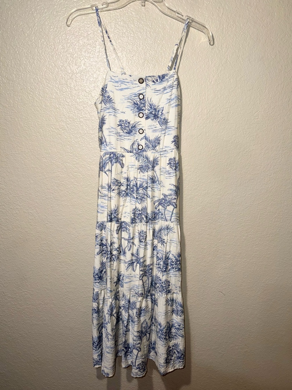 By & By Girl Size 16 Blue White Tropical Print Sundress Dress